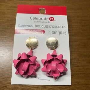 Celebrate It Pink Bow Earings
